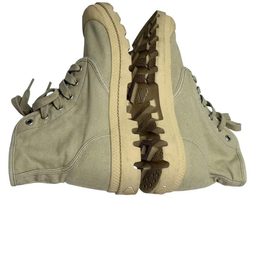 Palladium Depuis 1947 High Top Sneakers Canvas Rubber Toe Cap Tan Men 8.5
